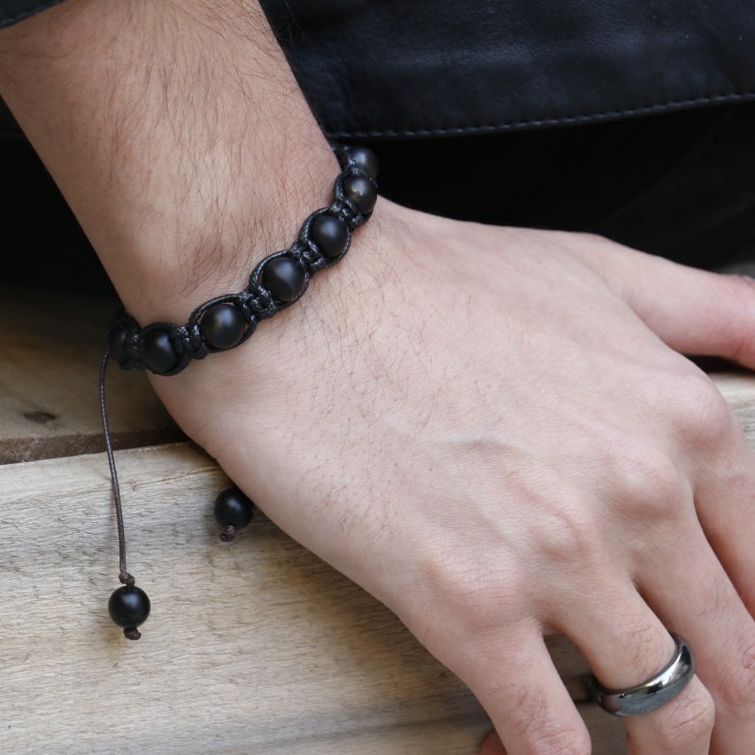 دستبند انیکس مات با بافت چرم مصنوعی