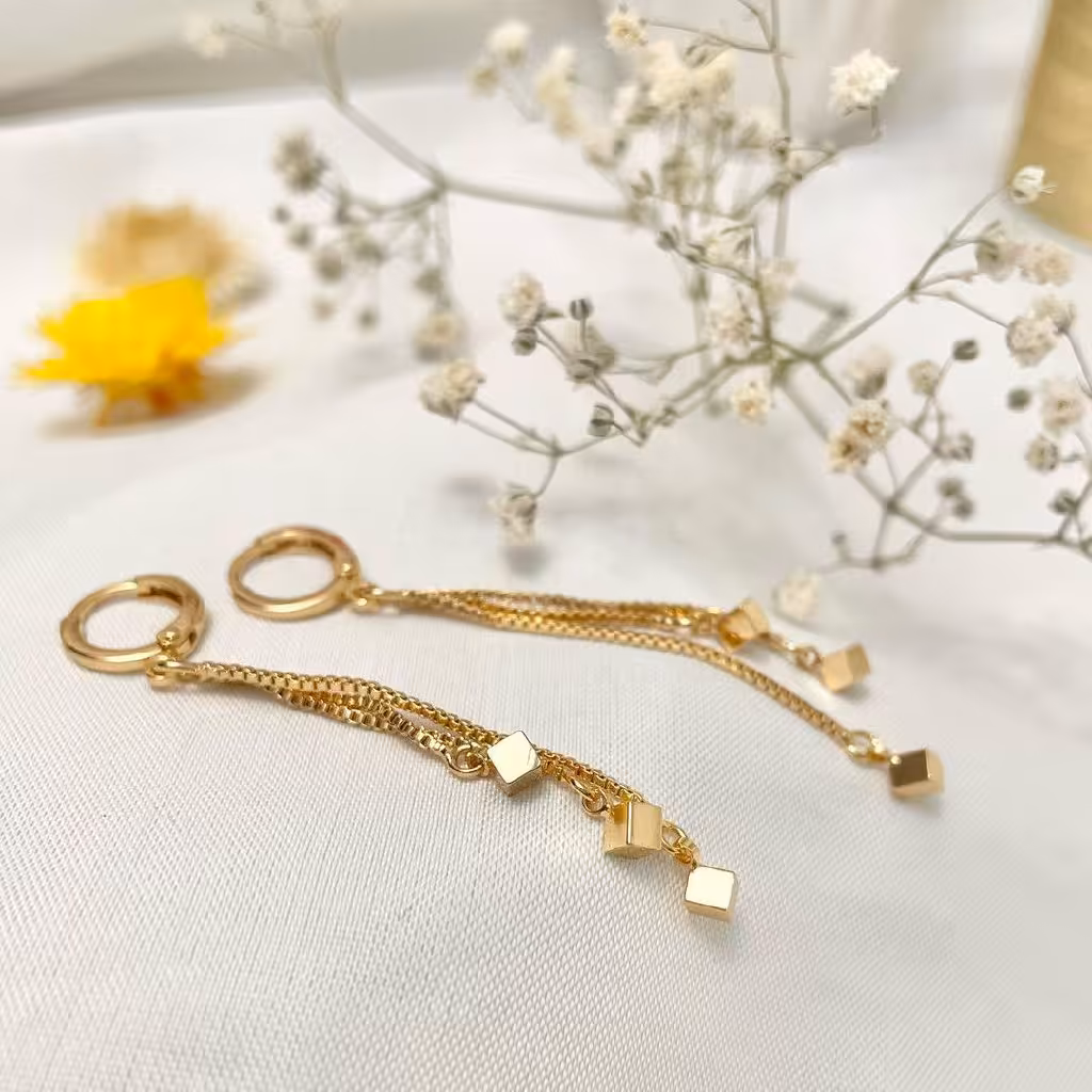 گوشواره استیل آویز مکعبی