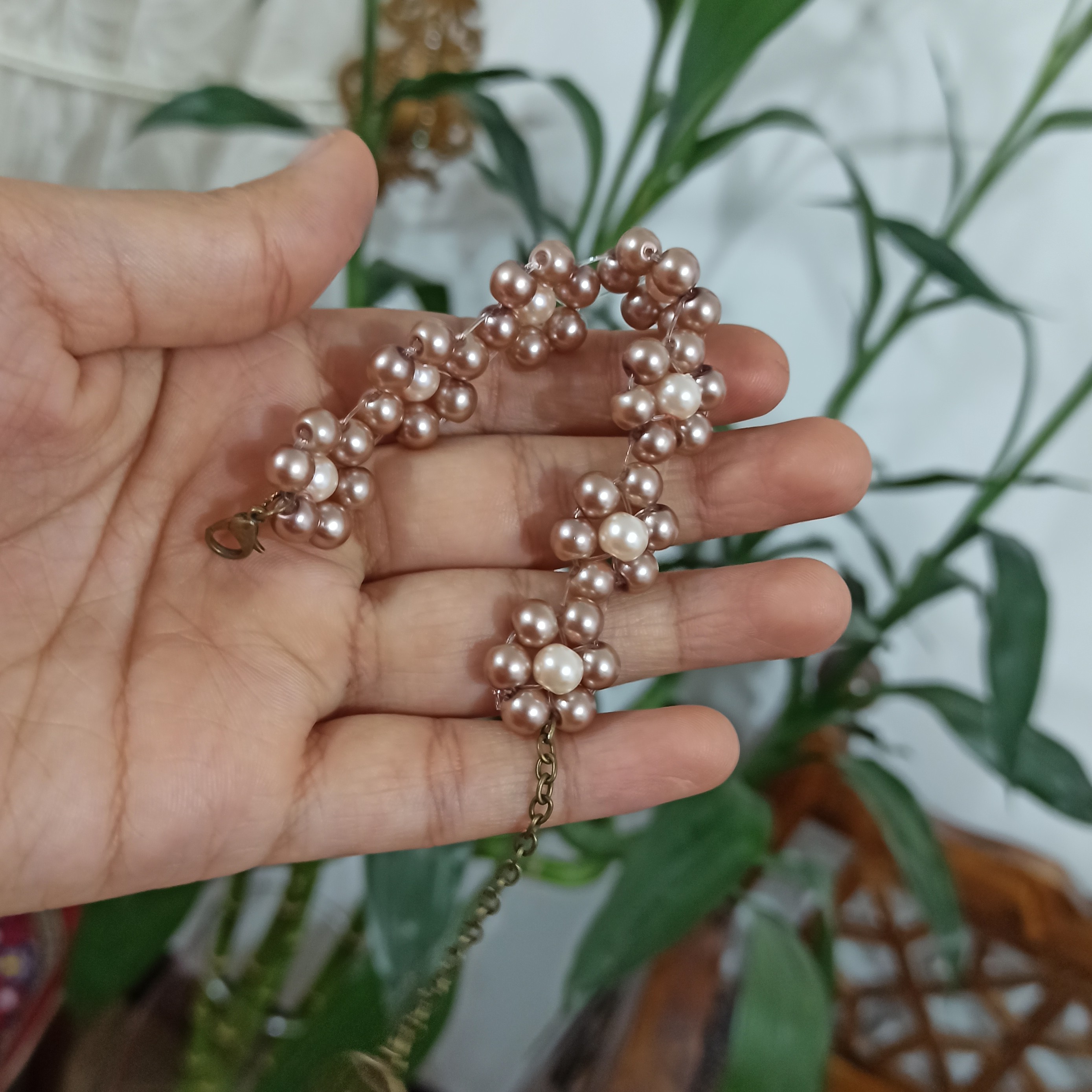 دستبند مروارید نسکافه ای