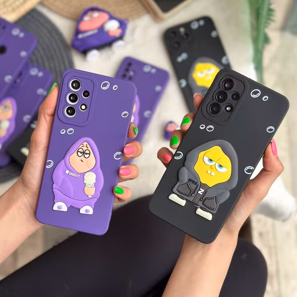 قاب گوشی موبایل اورجینال سیلیکونی طرح باب اسفنجی و پاتریک کاور ایرپاد و محافظ کابل ست موجود