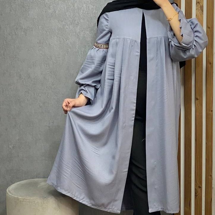 مانتو بلند مزونی مدل سمیه ( عروسکی مزون دوز عیدانه کلوش چین دار مانتو سمیه )