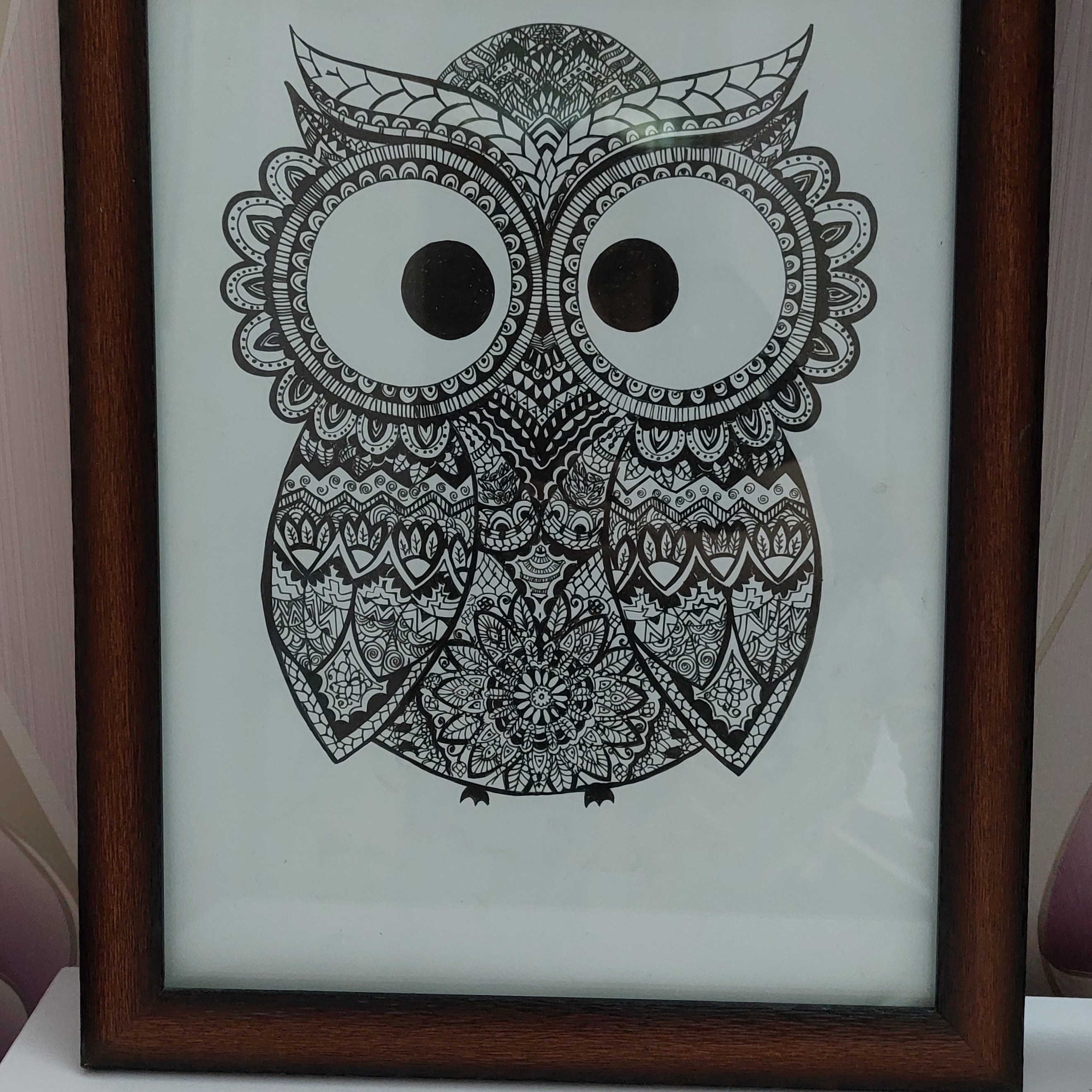 تابلو نقاشی راپیدی جغد به همراه قاب و شیشه