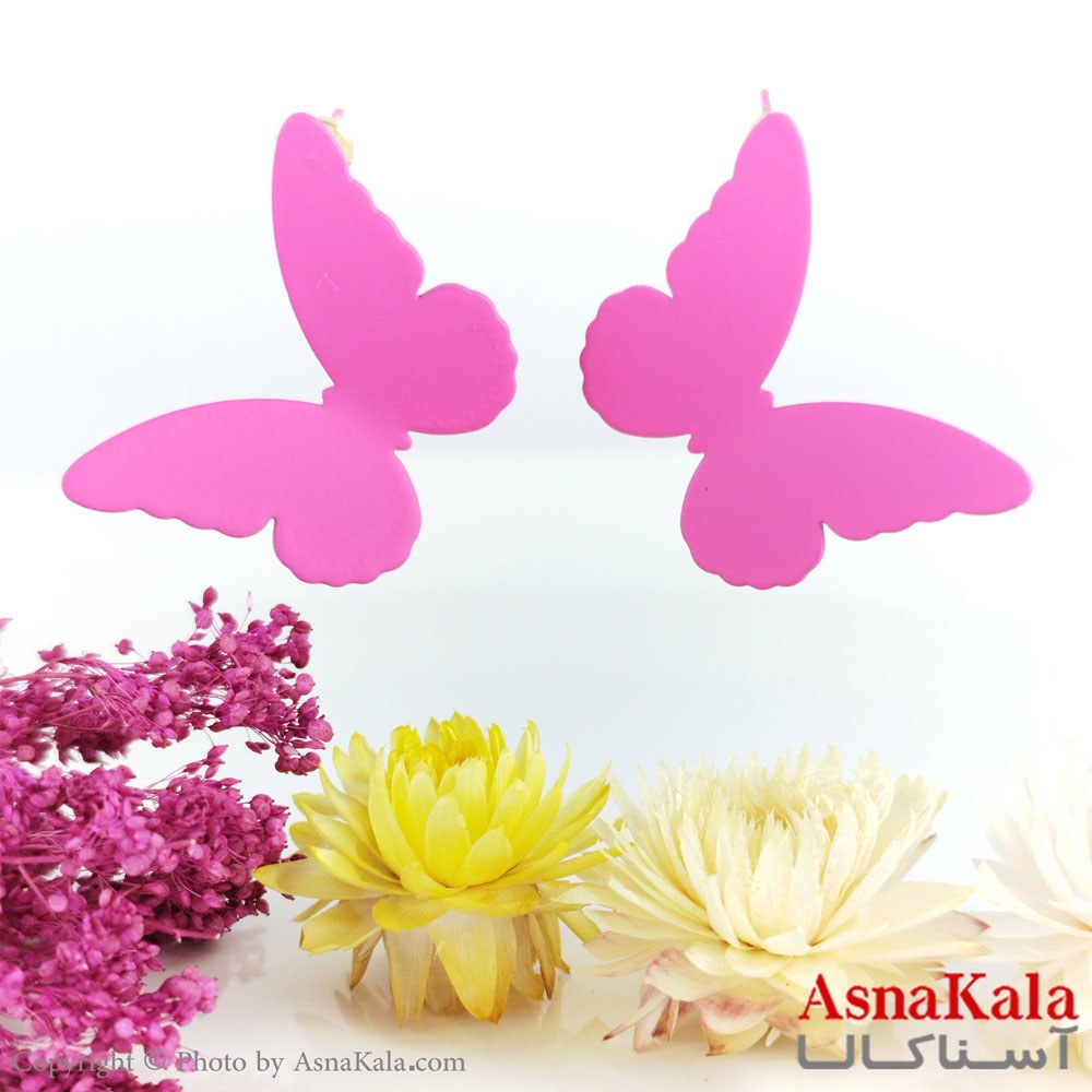 گوشواره فانتزی پروانه صورتی کد GSH1536W - آسنا کالا
