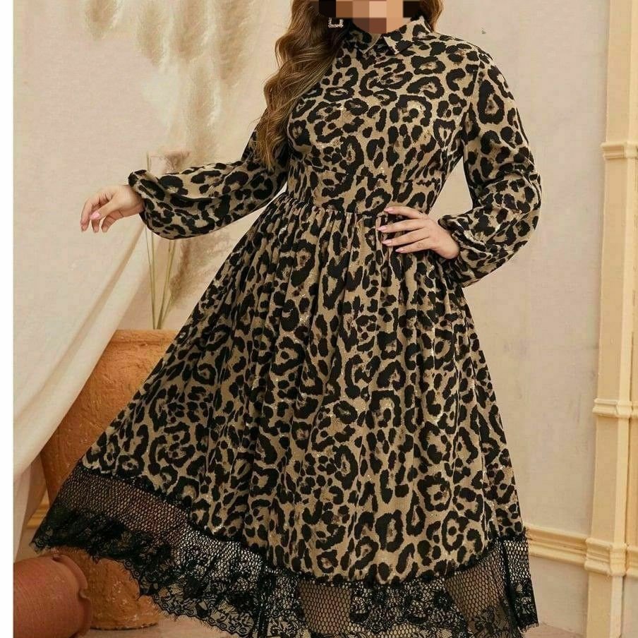 پیراهن مجلسی پلنگی سایز بزرگ زنانه
