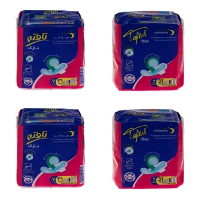 مجموعه 4 عددی نواربهداشتی تافته مسافرتی نازک ویژه شب رویه مشبک بزرگ 7 تایی