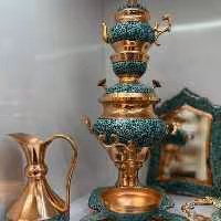 سرویس سماور  پنج پارچه فیروزه کوبی سایز 45