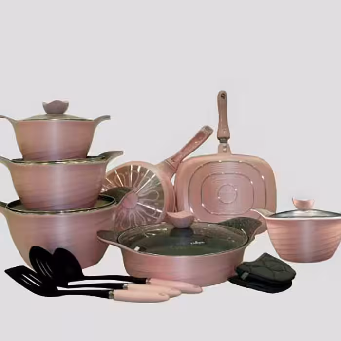 سرویس قابلمه ،16 پارچه رز گرانیتی رزگلد یونیک کد 7743