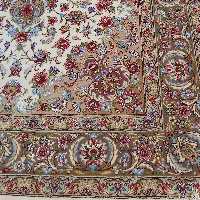فرش 6 متری 3در2 رنگ کرم حاشیه یاسی شکلاتی 