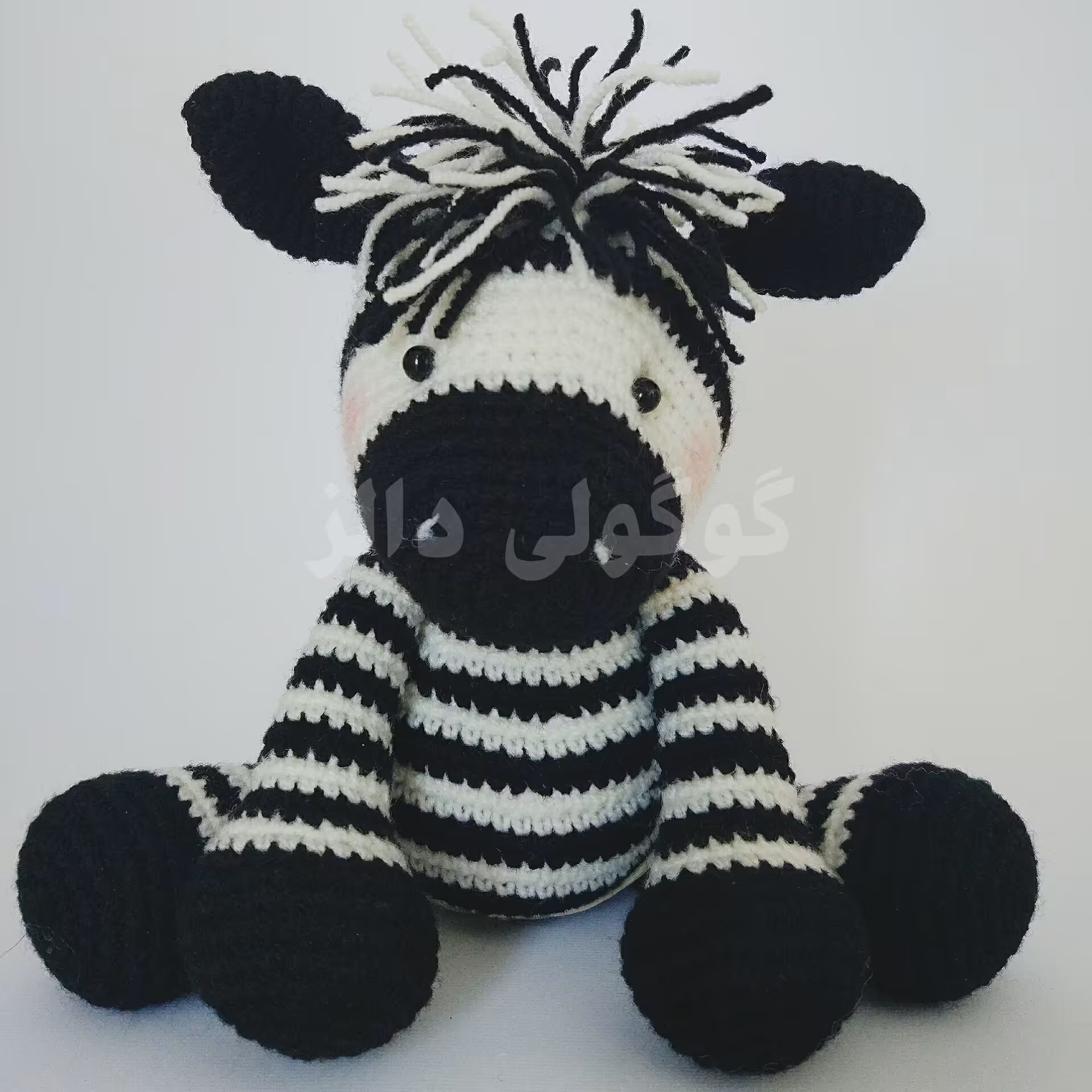 عروسک بافتنی قلاب بافی شده گور خر ، قد 21سانت،وزن145 گرم