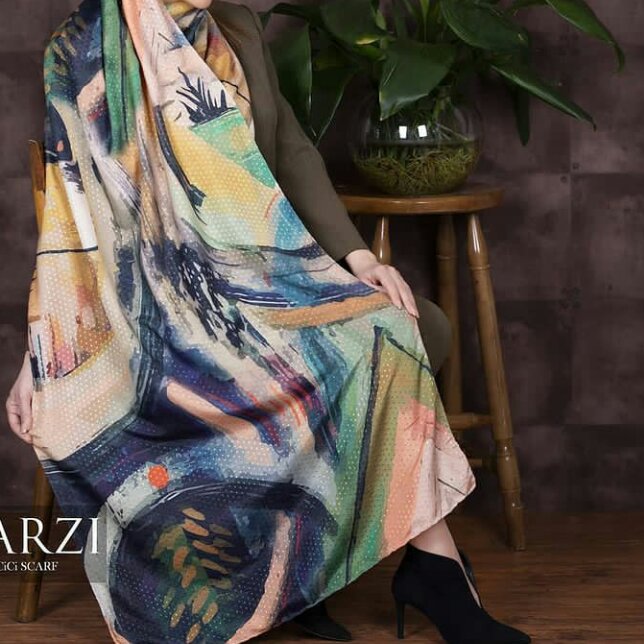 شال نخی نگینی دور دست دوز شده قواره2در 70