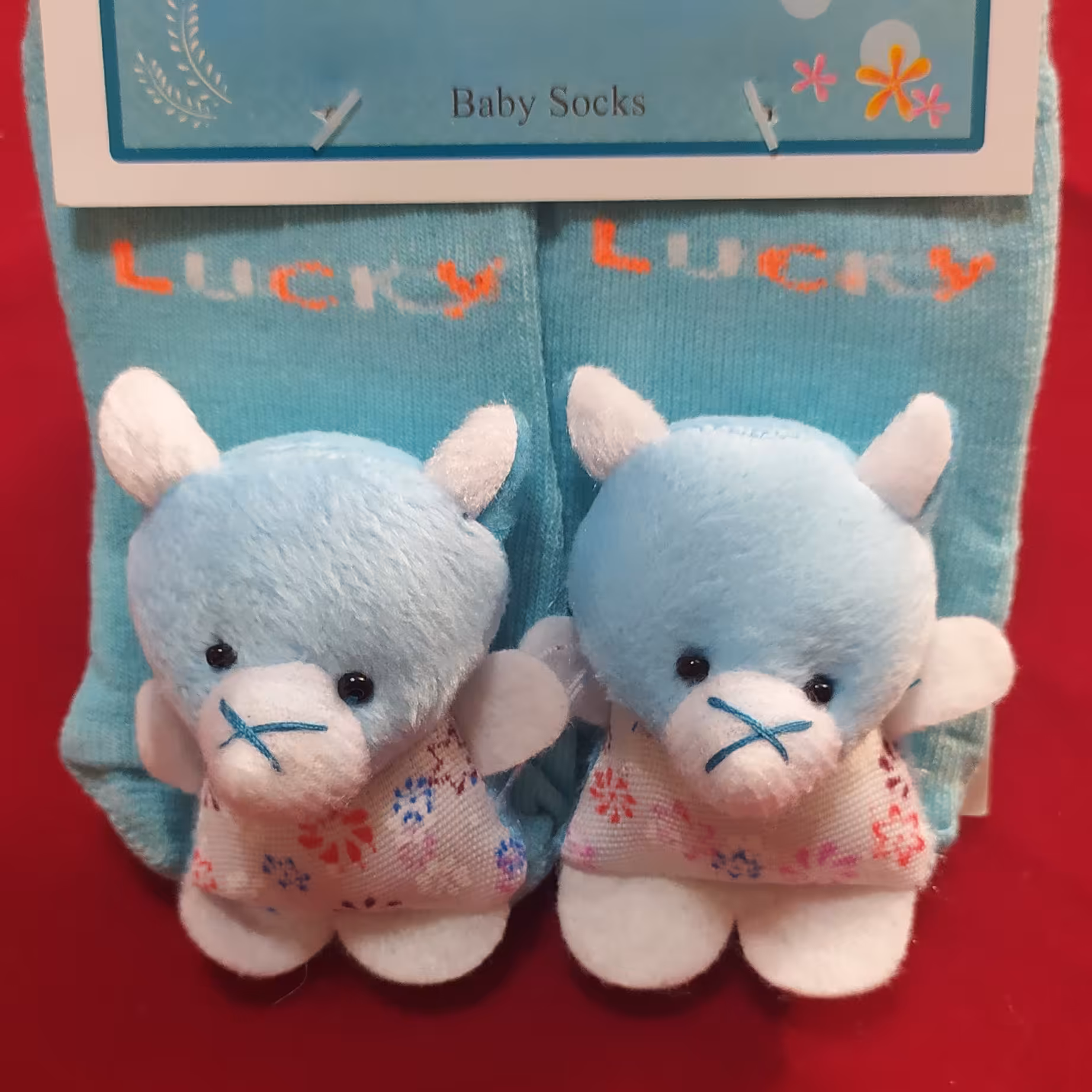 جوراب نوزادی عروسک دار سبز صدری