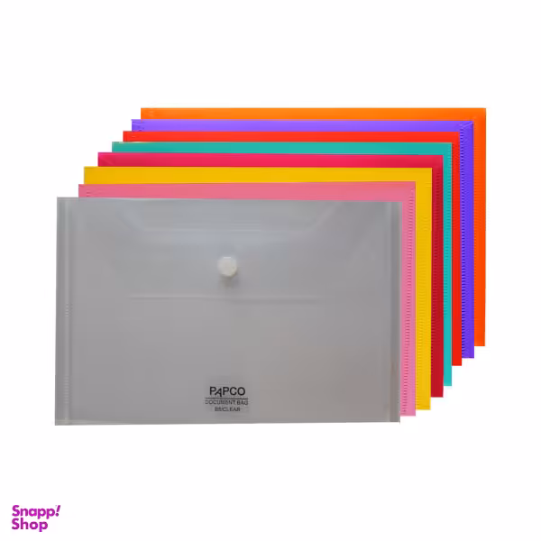 پوشه دکمه دار پاپکو مدل B5-ClearM بسته 10 عددی