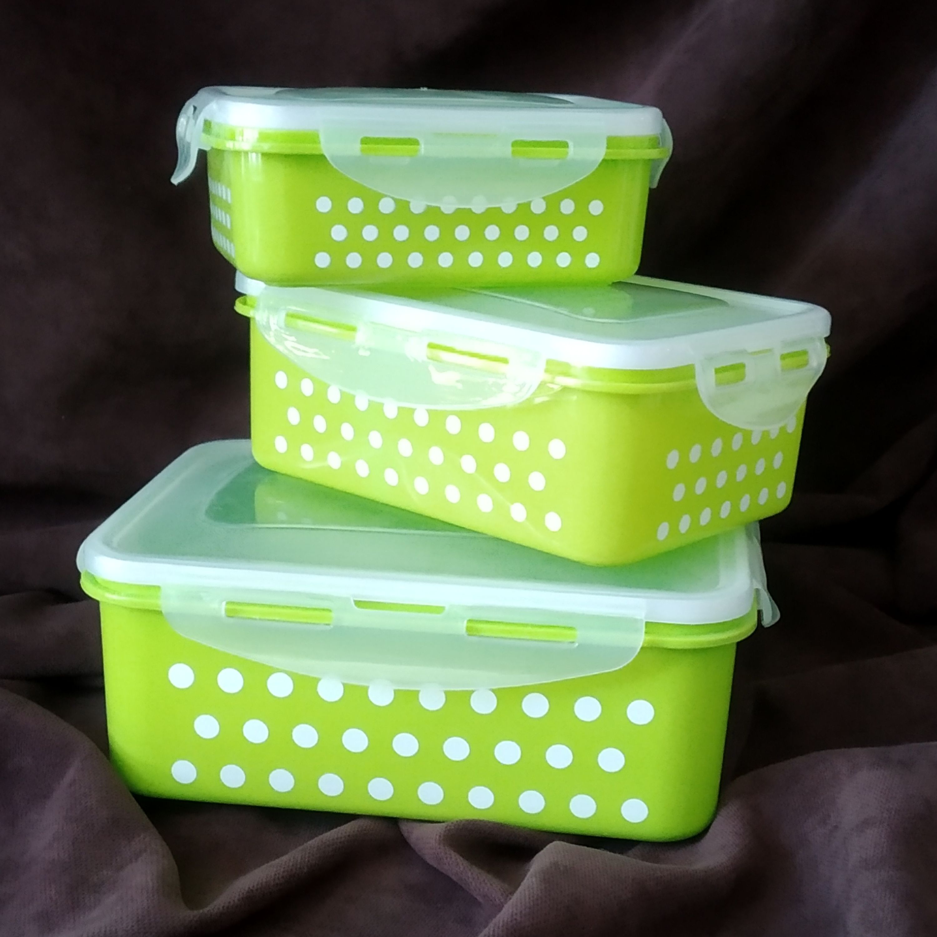 ظرف 3 تکه ماکروفری خالدار مستطیل