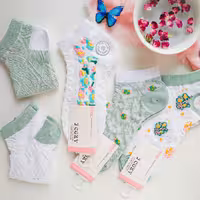 جوراب فانتزی زنانه و دخترانه وارداتی نخ پنبه مچی سفید سبز -پاستیلی پوش