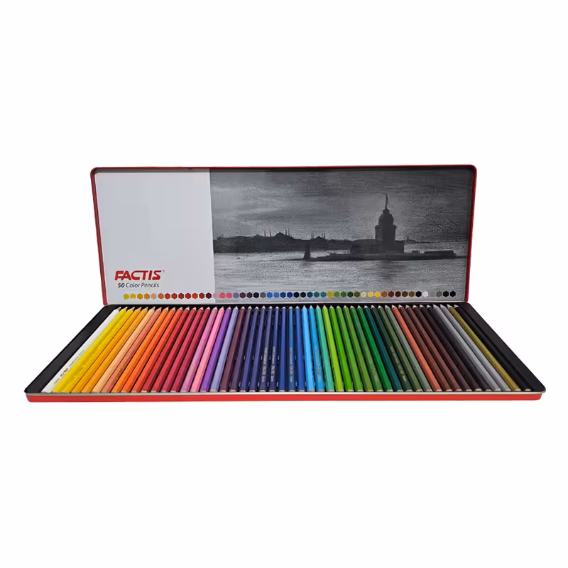 مداد رنگی 50 رنگ فکتیس جعبه فلزی