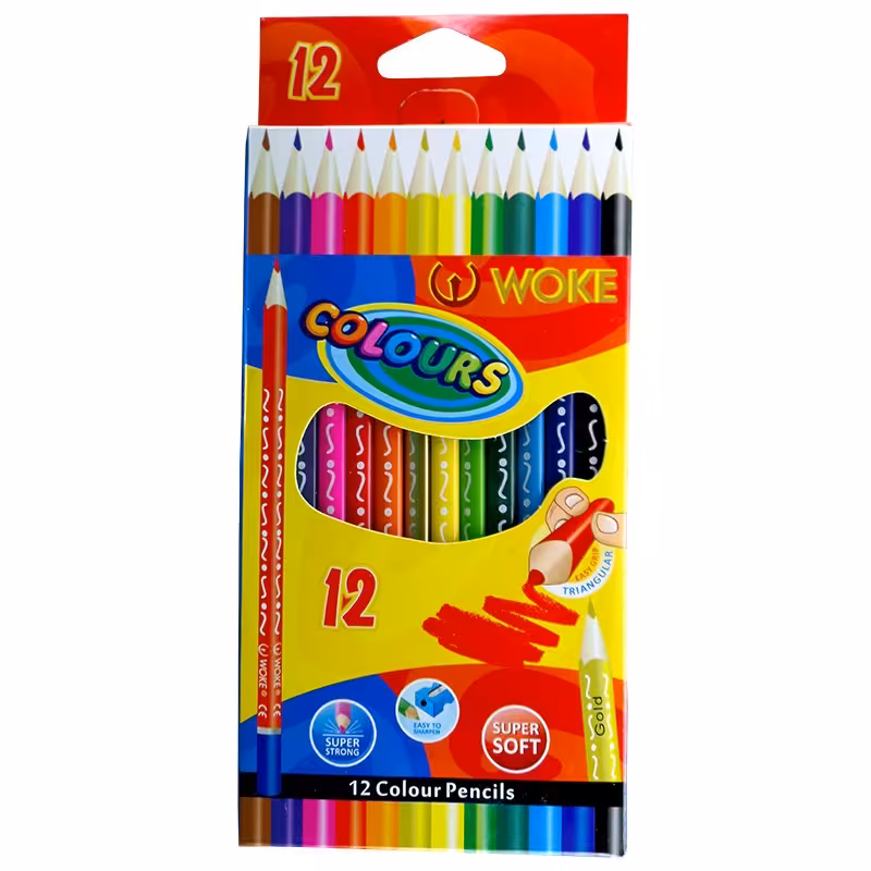 مدادرنگ 12تایی مقوایی سه گوش برند ووک