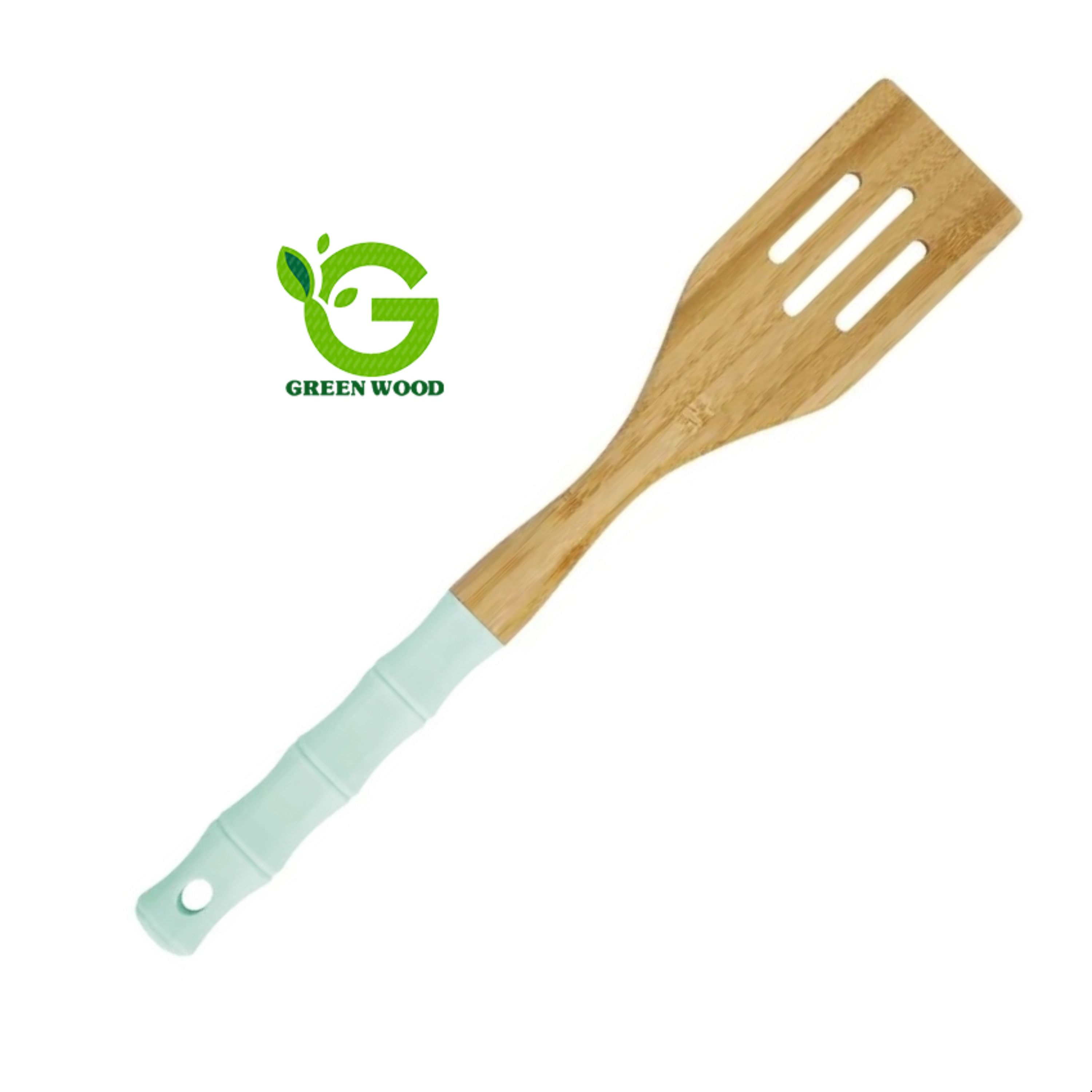 کفگیر آشپزی بامبو دسته سیلیکونی برند شنگیا مدل Cyan کد Gw40303003