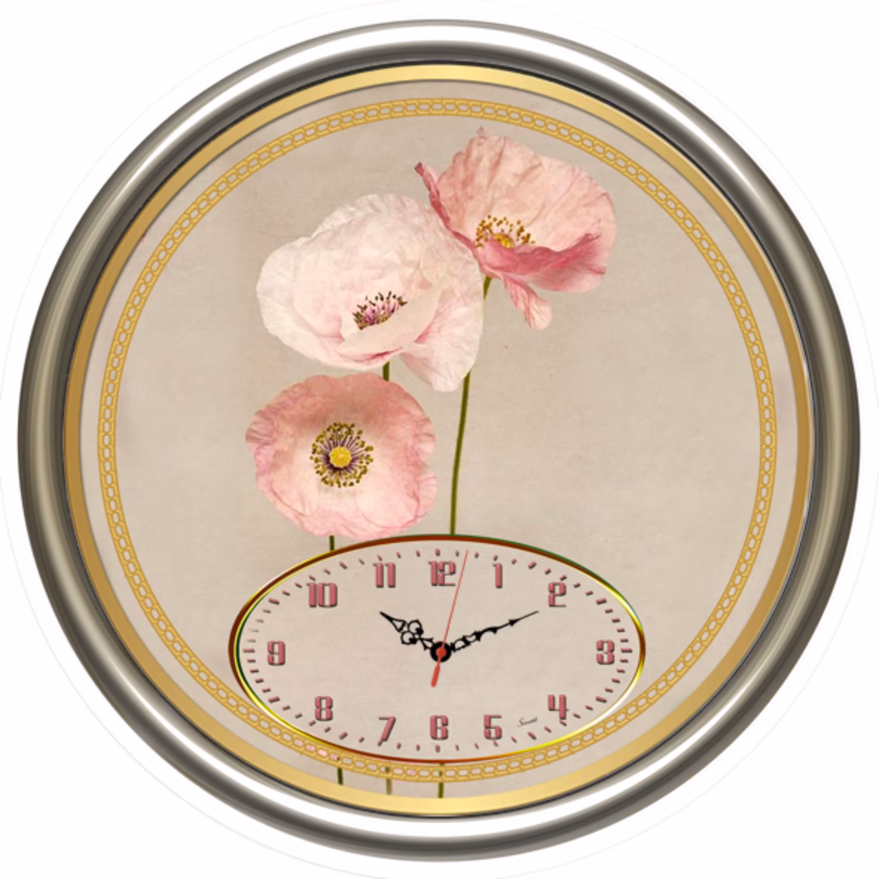 ساعت رومیزی طرح گل 16 سانت