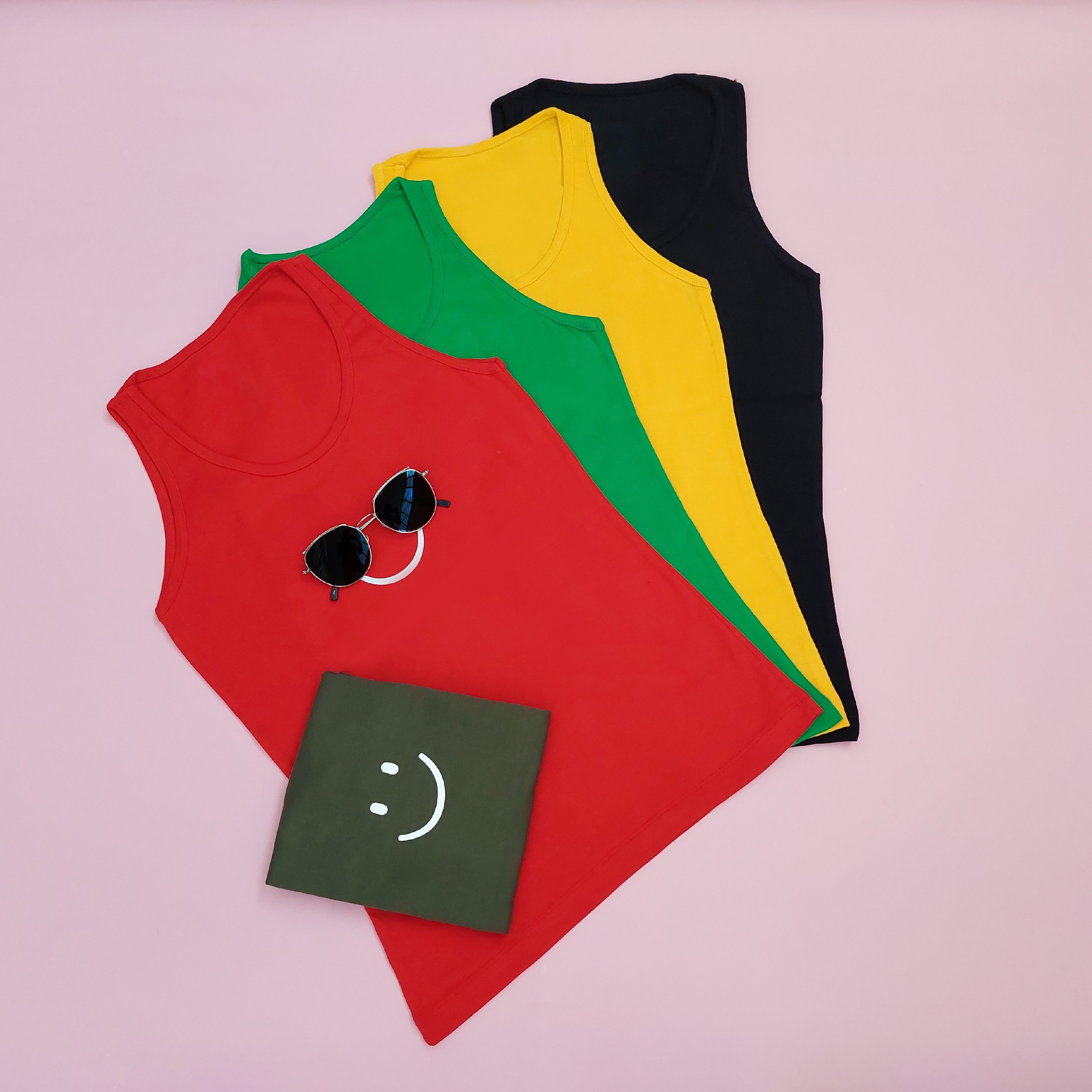 تاپ کبریتی رکابی در شش رنگ سبز و صورتی و قرمز و مشکی و زرد و یشمی فری سایز