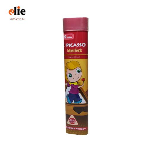 مداد رنگی 12 رنگ پیکاسو جعبه فلزی سه گوش