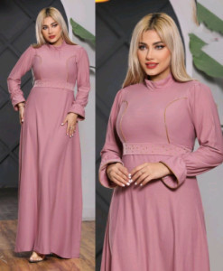 پیراهن زنانه کرپ مدل پیراهن نگین کاری ویدا