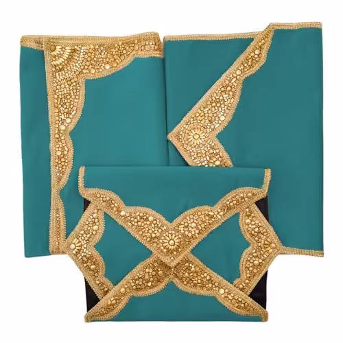 رومیزی 5 تیکه مخمل سنگ دوز رنگبندی متنوع