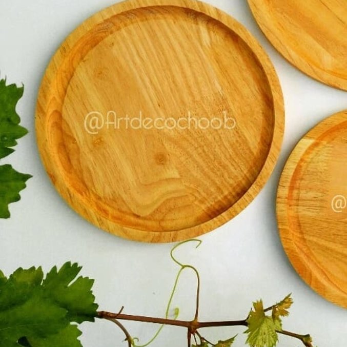 بشقاب گرد چوبی جنس پلی وود سه لایه ابعاد 28 در 28