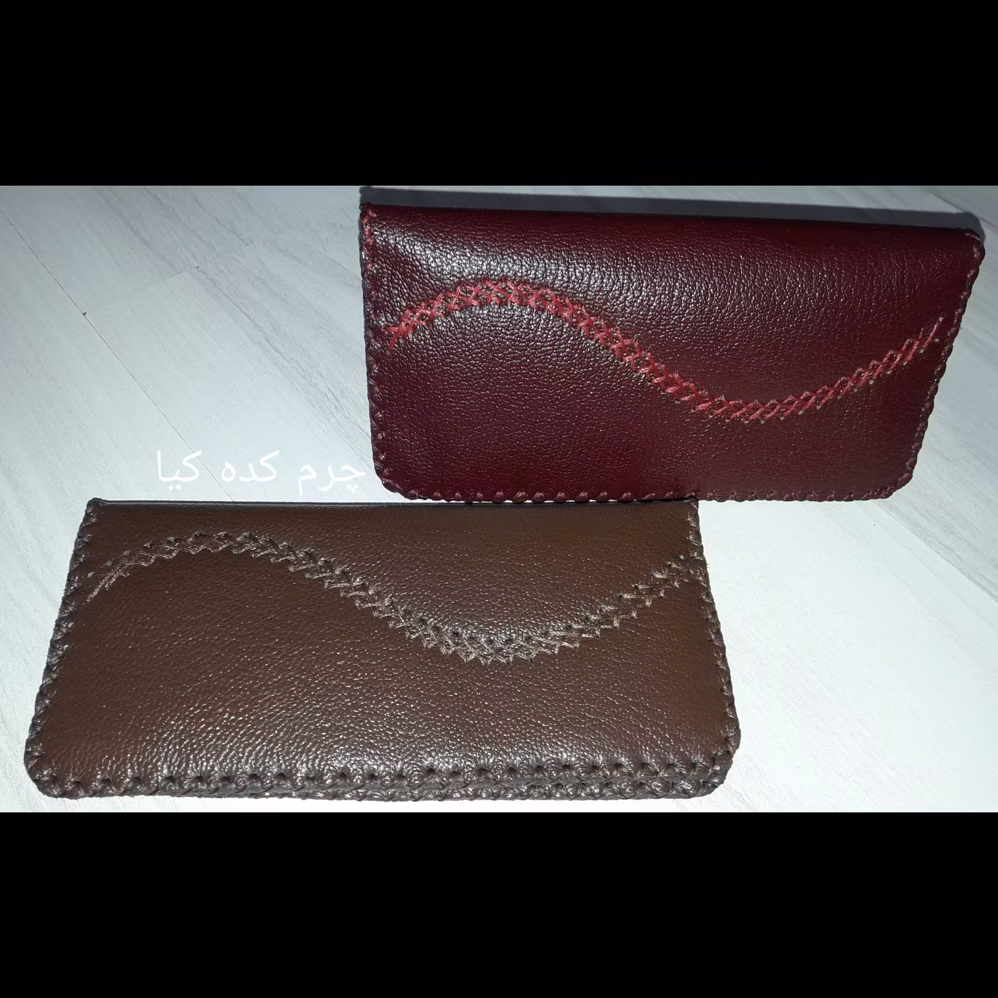 کیف پول چرم دست دوز  با چرم طبیعی بزی  