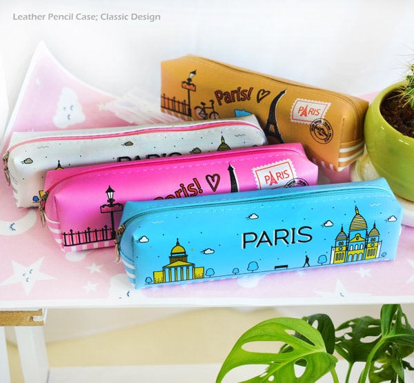 جامدادی چرم تک زیپ طرح کلاسیک