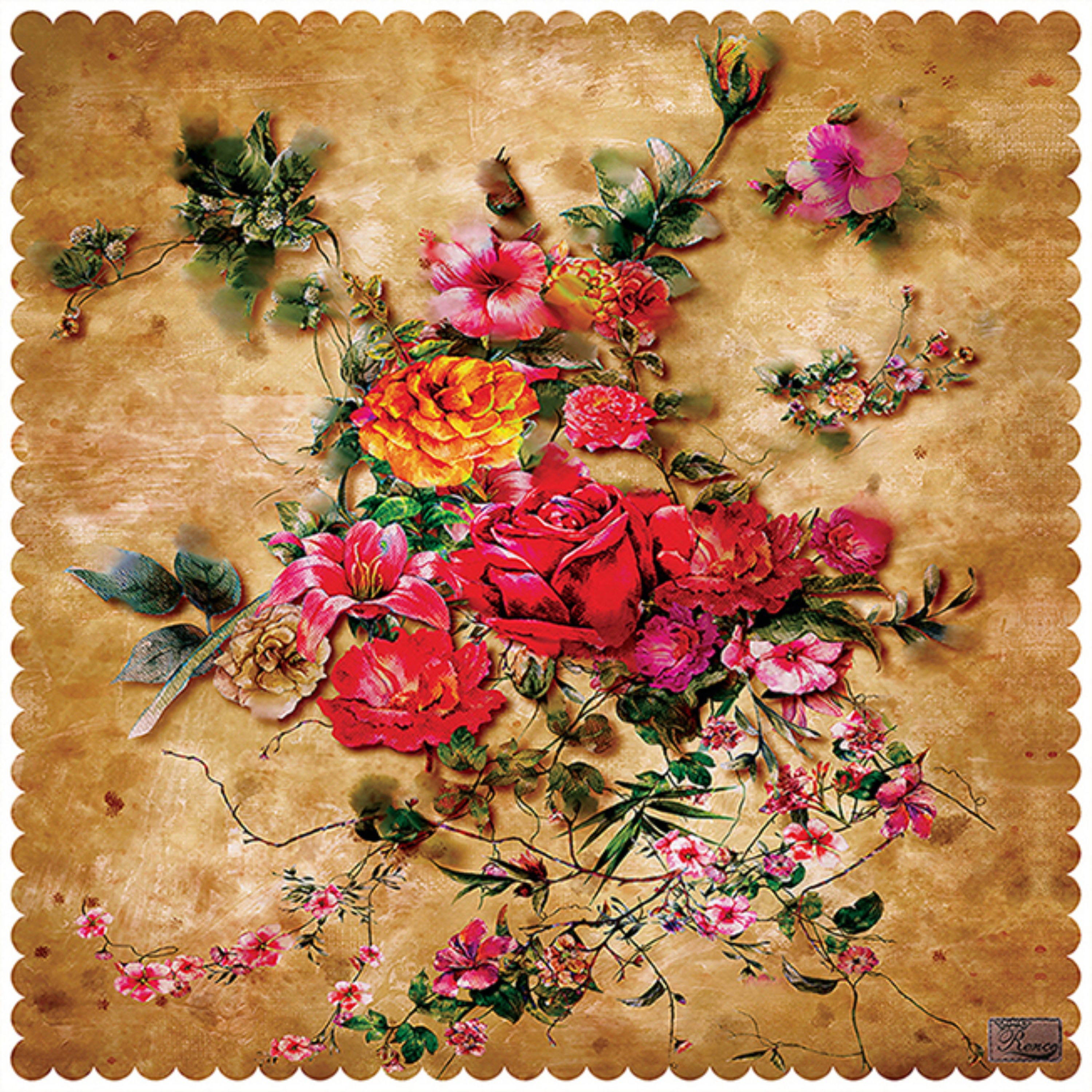 رومیزی مخمل طرح گل سایز 140 در 140 مدل T7-825 شرکت رنس