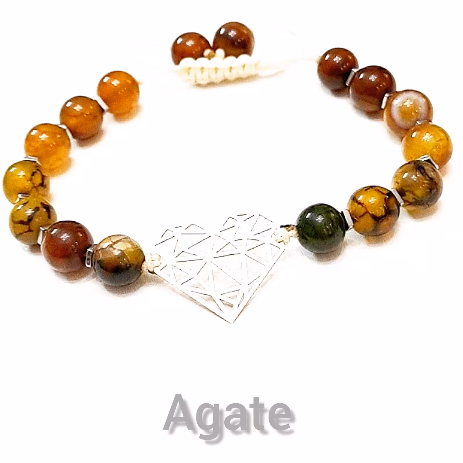 دستبند نقره و عقیق عسلی