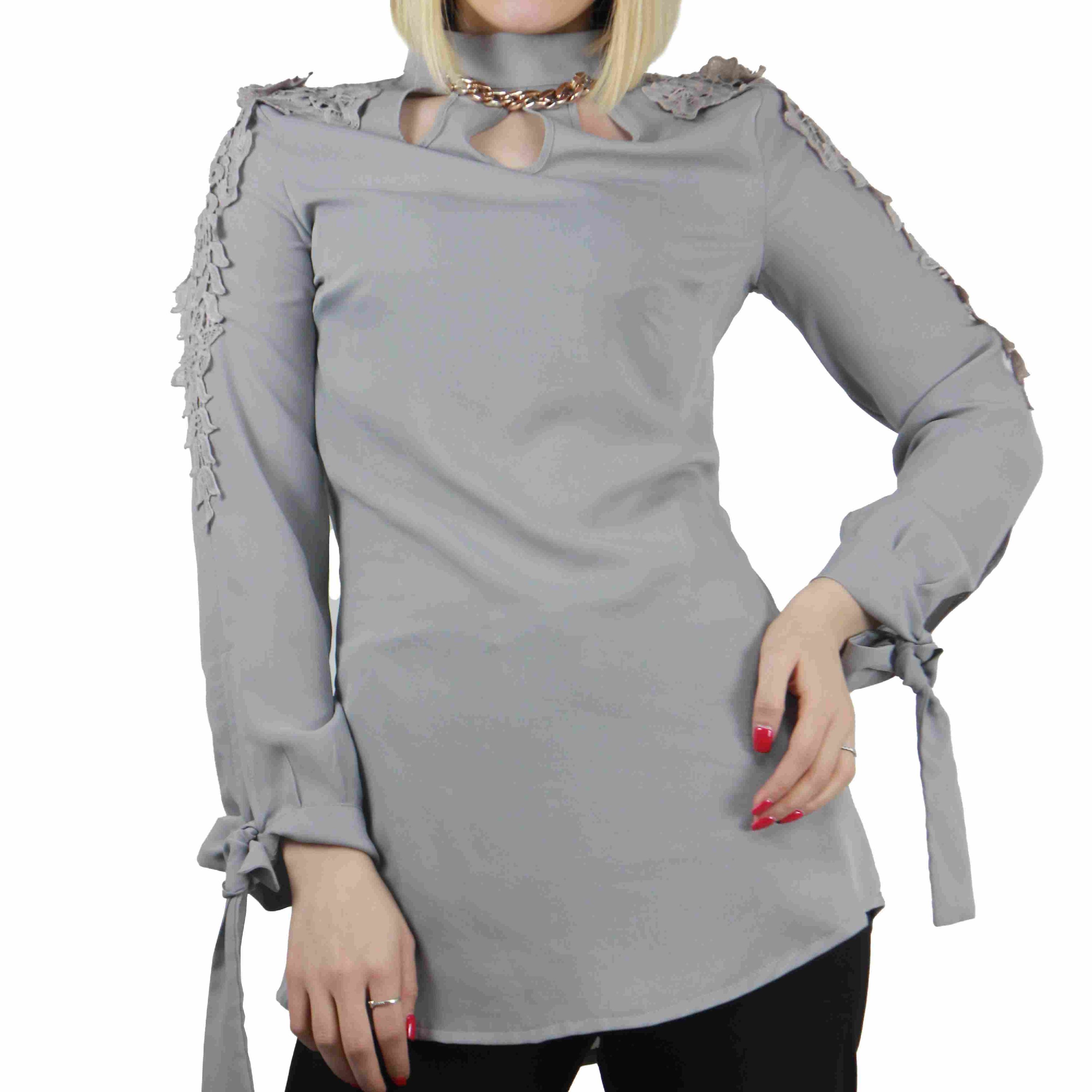 شومیز زنانه مدل یقه کارتیر d130 رنگ طوسی
