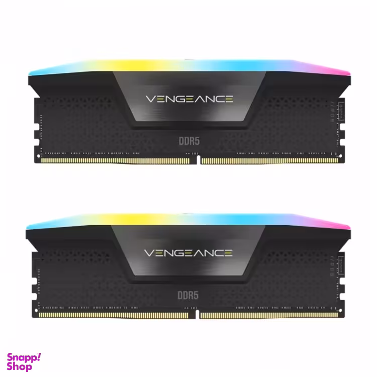 رم کامپیوتر DDR5 دو کاناله 6600 مگاهرتز CL38 کورسیر مدل Vengeance RGB ظرفیت 16 گیگابایت بسته 2 عددی