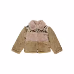 کت یقه مخمل نوزادی دخترانه مدل Baby طرحدار بژ
