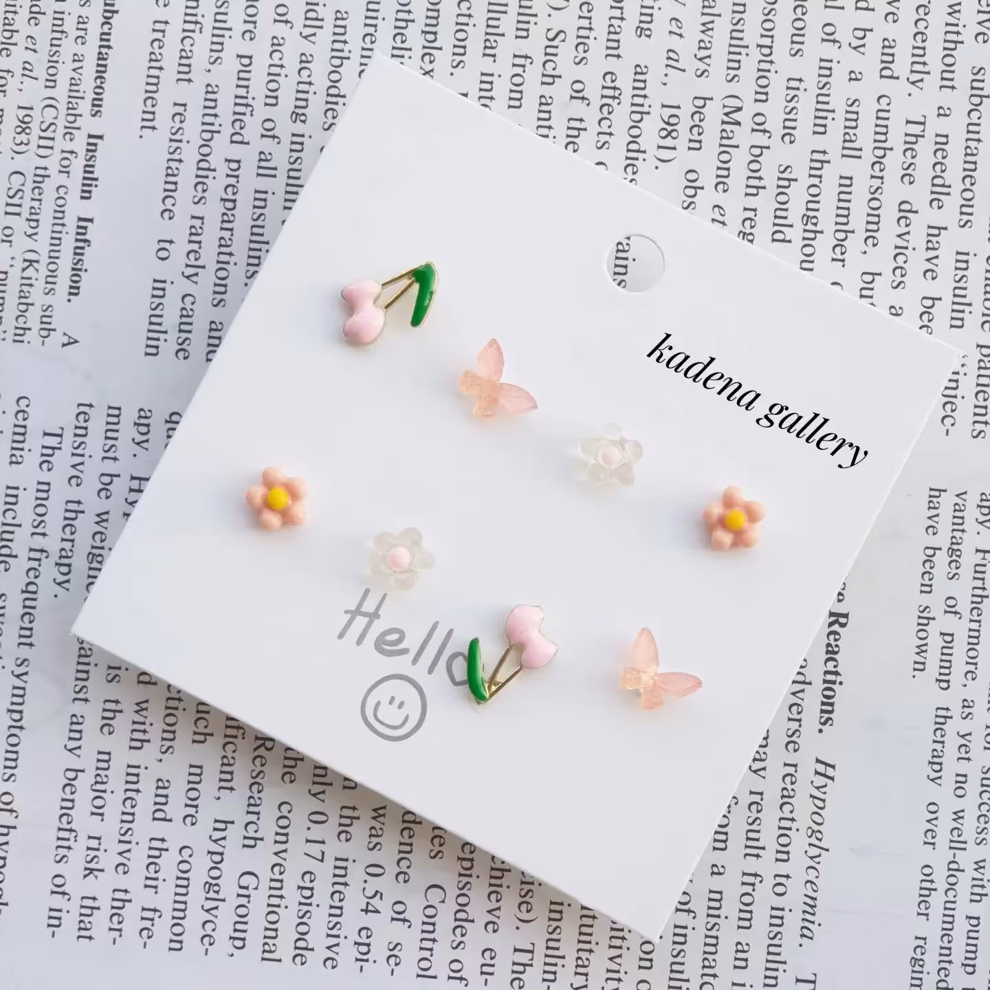 پک گوشواره پروانه و گل صورتی