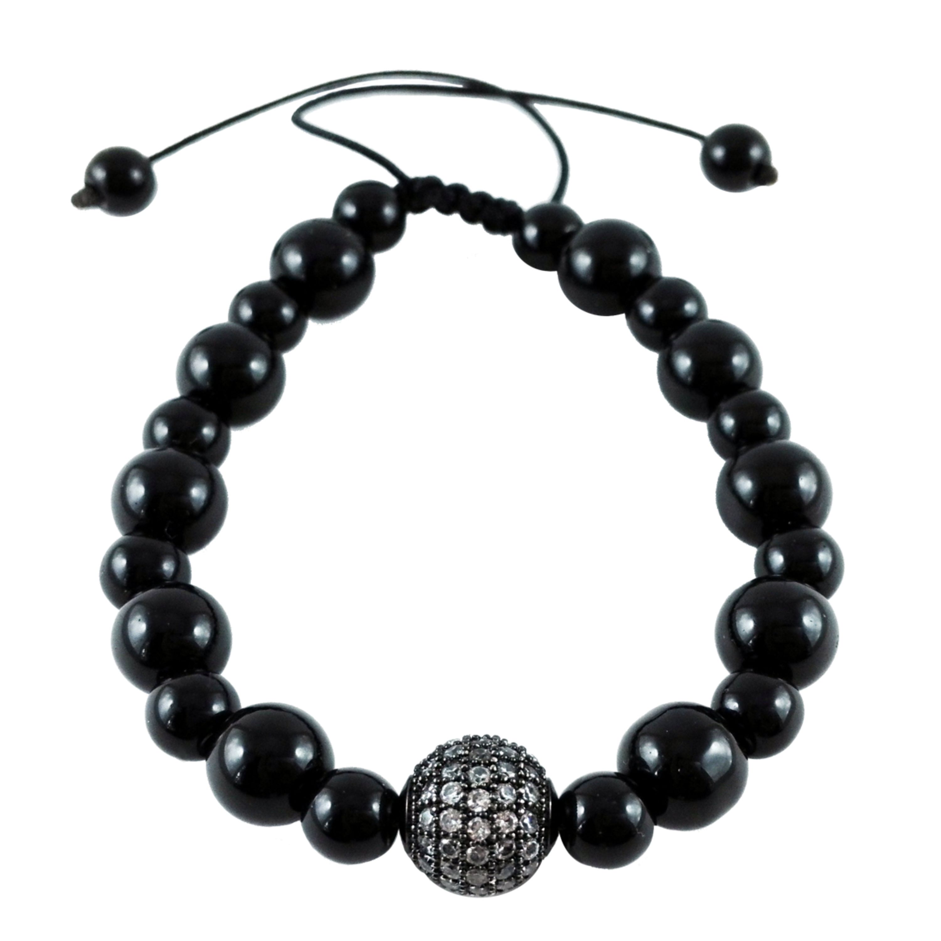 دستبند سنگی اسپرت مشکی با گوی سواروسکی