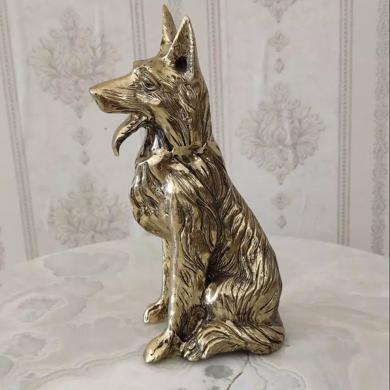 مجسمه برنزی مدل گرگ نشسته کد 2617