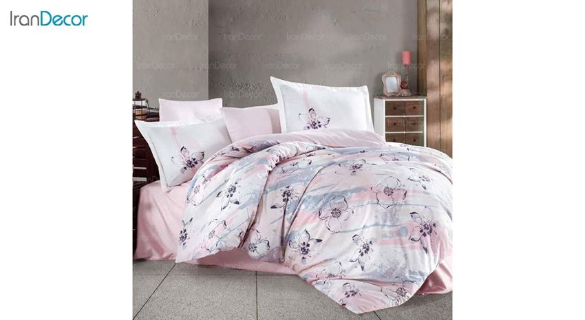 سرویس روتختی ساتن صورتی رنگ لومانا مدل بریشا