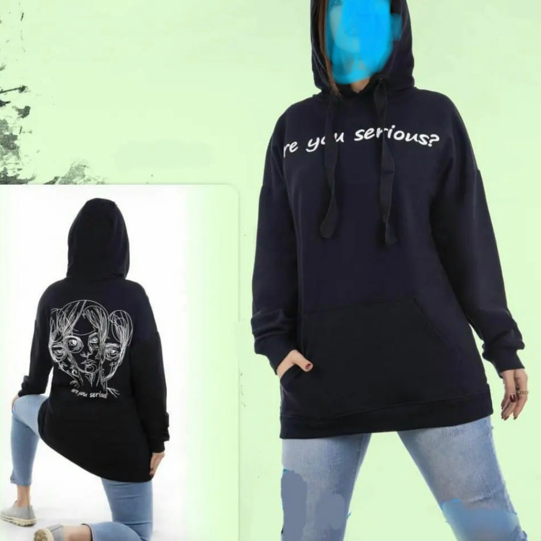 هودی کلاه دار رخ دختر ضخیم مستقیم از تولیدی