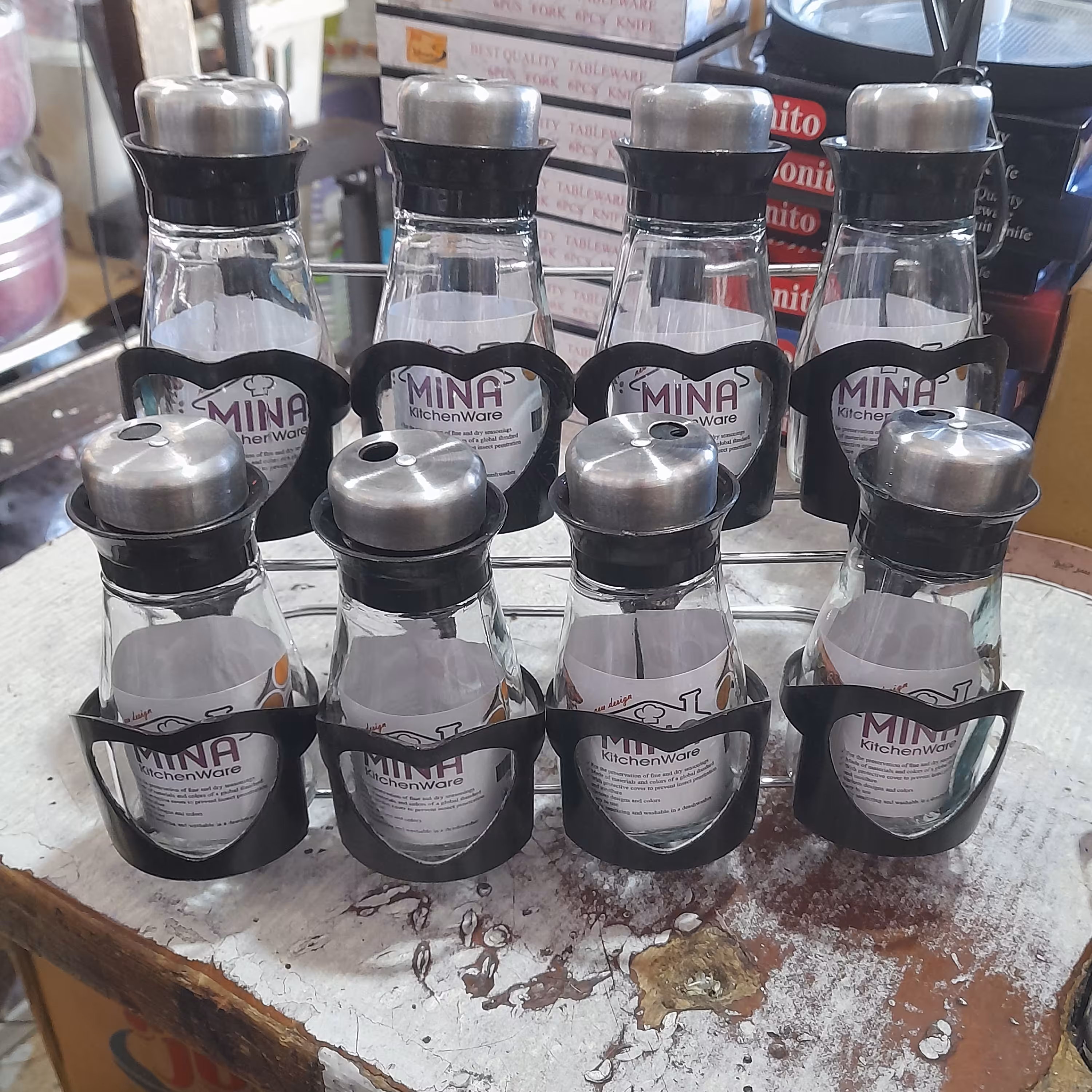 جا ادویه  درب استیل چرخشی 8تایی پلکانی