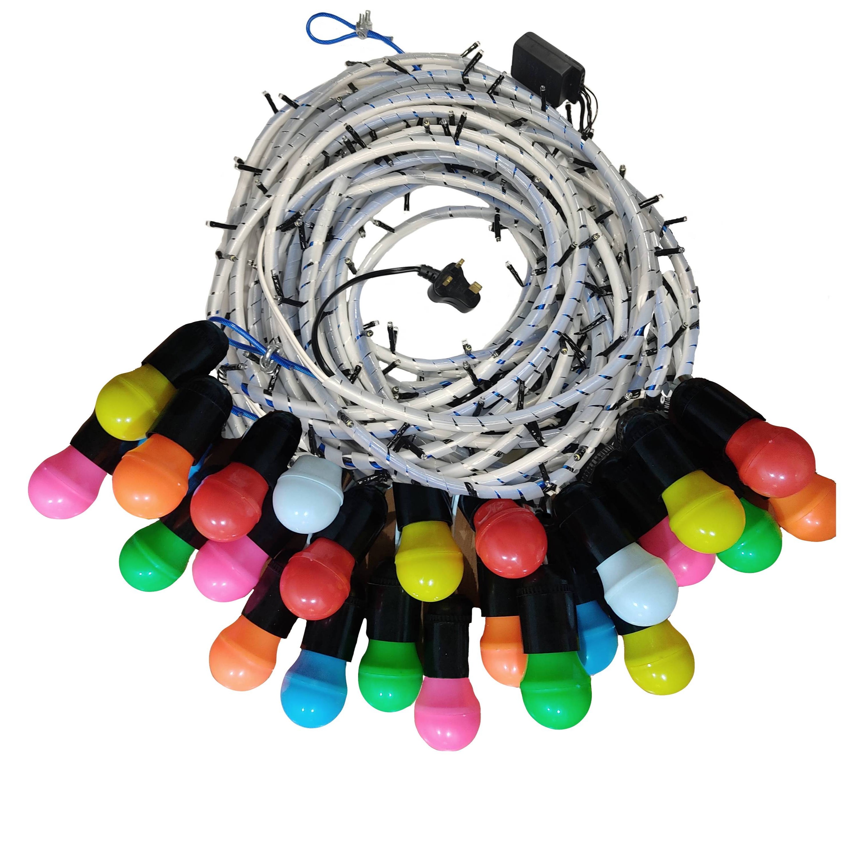 ریسه 9 متری رنگارنگ نوع 2(تلفیقی سوزنی رنگارنگ و حبابی چند رنگ نوع 2 )با بکسل نگهدارنده روکشدار