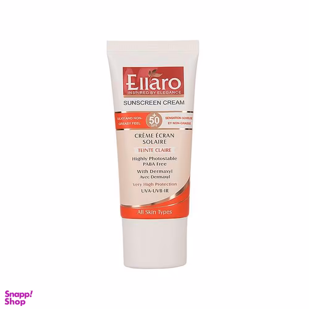 کرم ضد آفتاب رنگی الارو (Ellaro) مدل Teinte Claire حجم 50 میلی‌لیتر