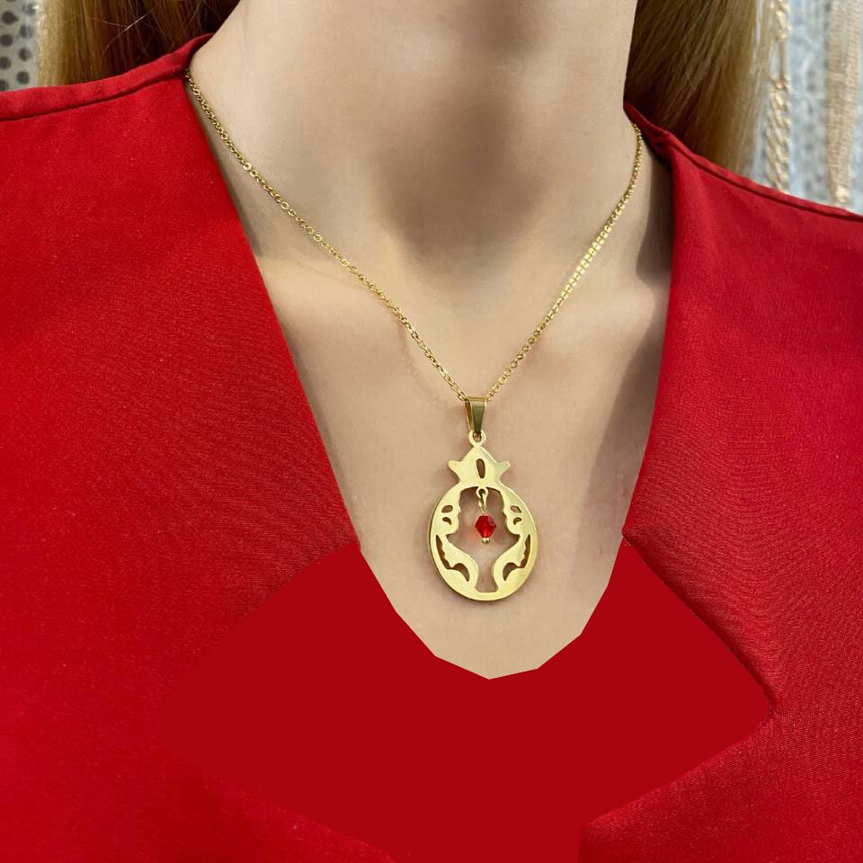 گردنبند استیل طرح انار (با زنجیر) 1089