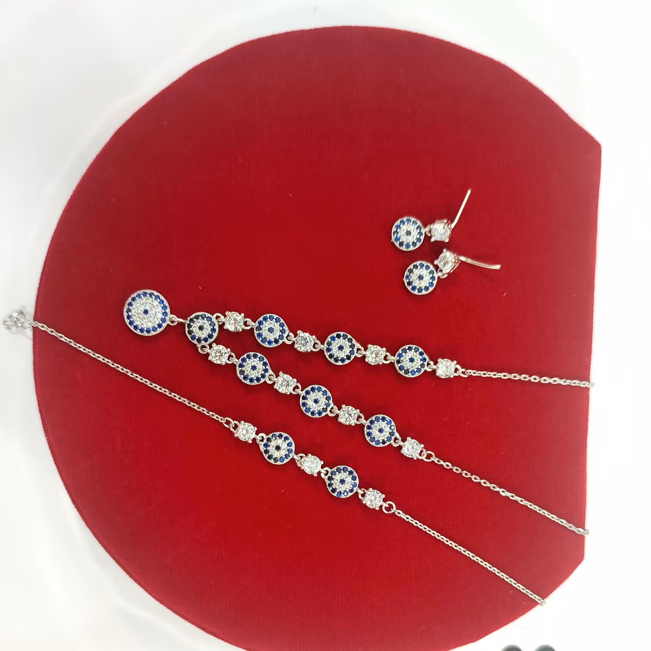  سرویس چشم نظر نقره زنانه تلفیق با نگین های برلیان 