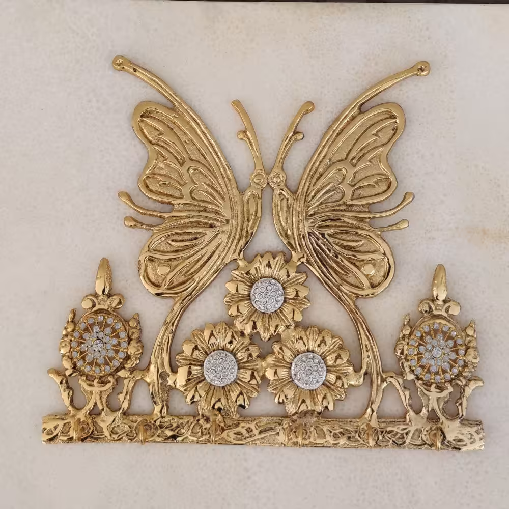 جاکلیدی برنزی مدل پروانه بزرگ با آبکاری فورتیک کد 532 (جا کلیدی برنجی)