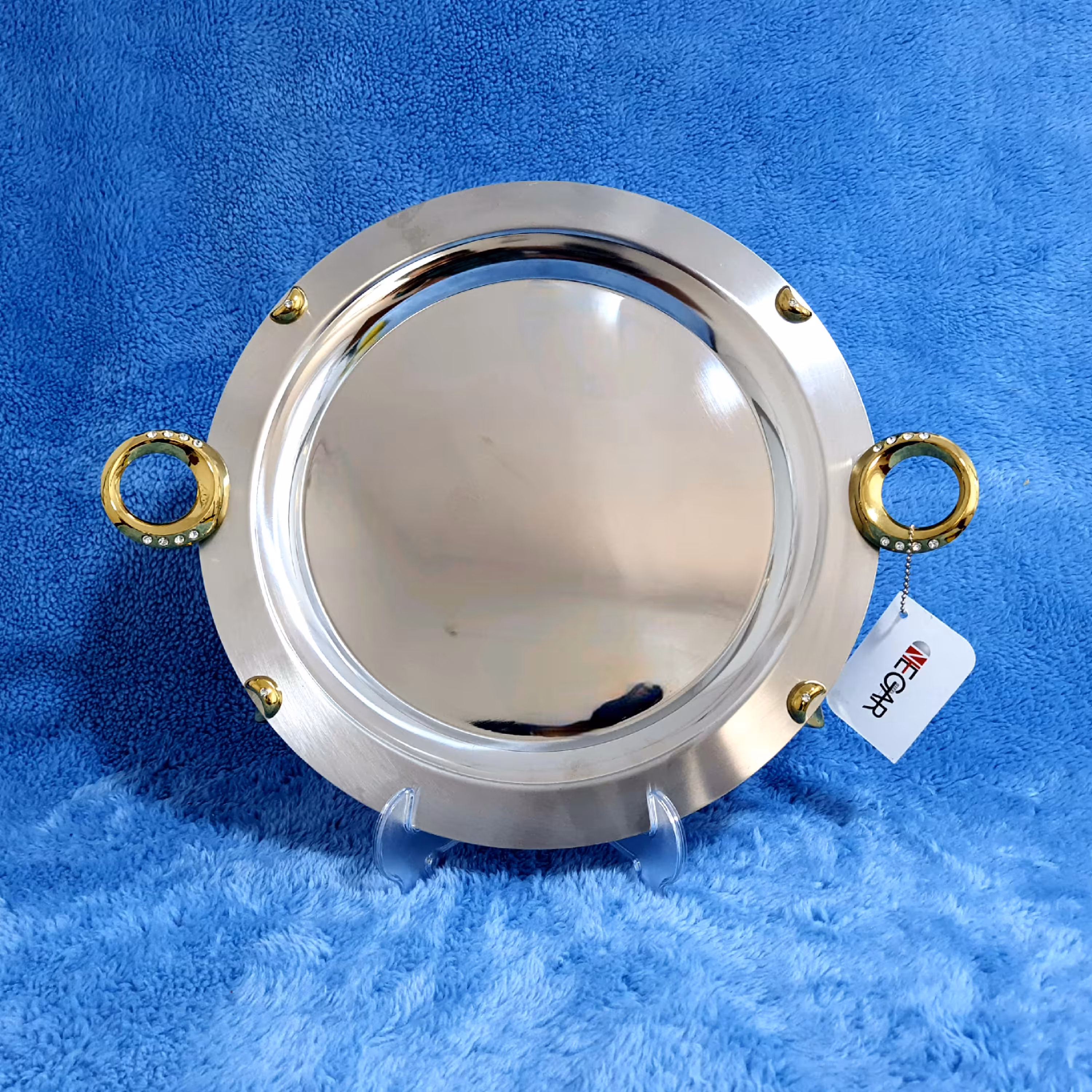 سینی استیل نگار گرد بزرگ کد 486 مدل نگین