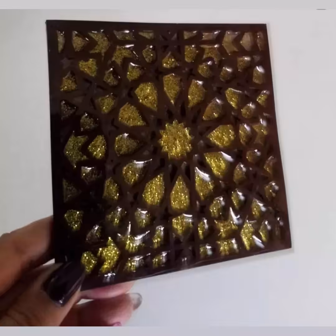 زیرلیوانی طرح کاشی رزین دستساز