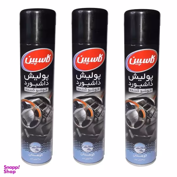 اسپری پولیش داشبورد خودرو کاسپین مدل Mountain حجم 300 میلی‌ لیتر بسته 3 عددی