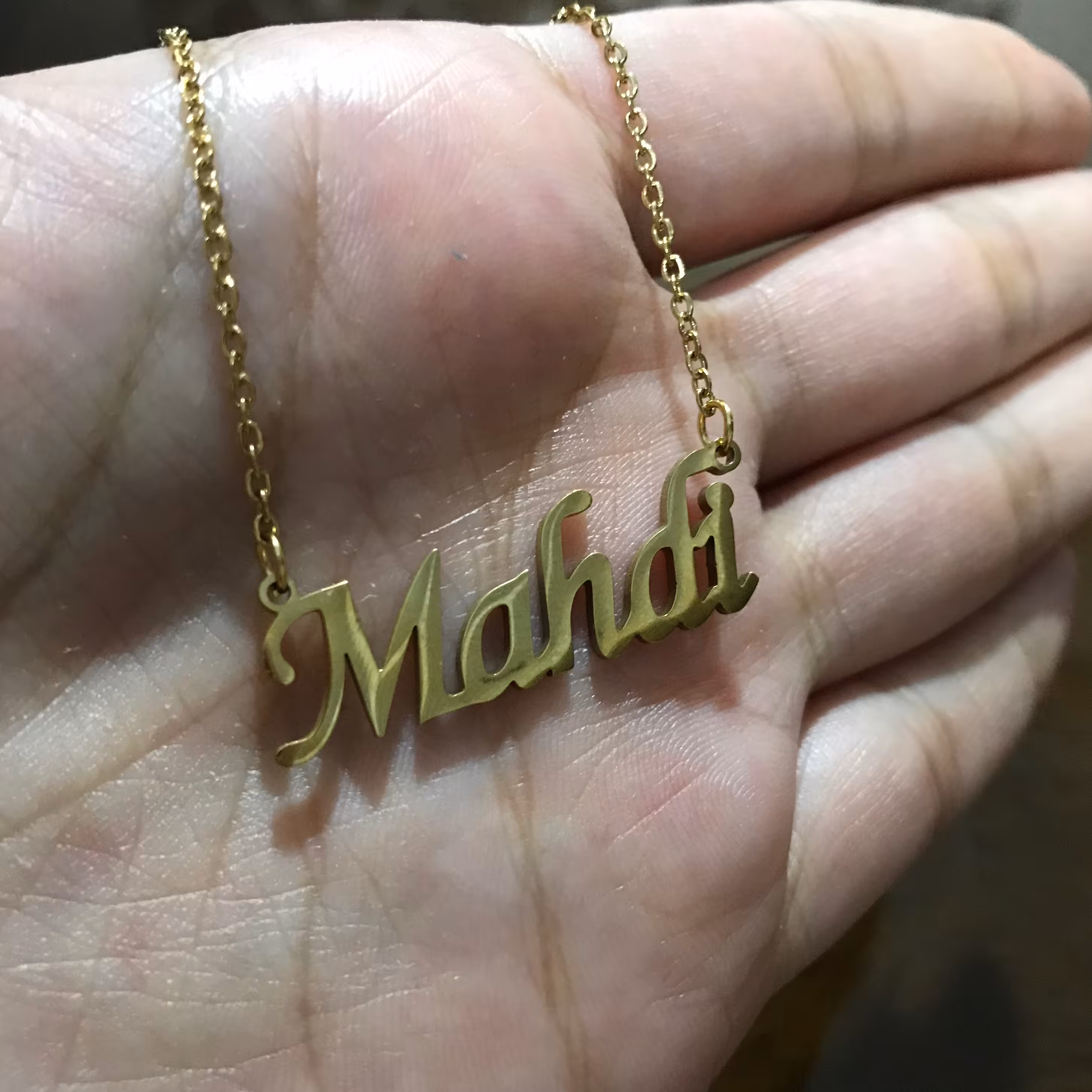گردنبند اسم انگلیسی استیل Mahdi  با رو کش طلا و ارسال رایگان