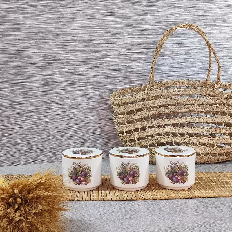 بانکه سرامیکی طرح آلو جنگلی ست 3 تایی